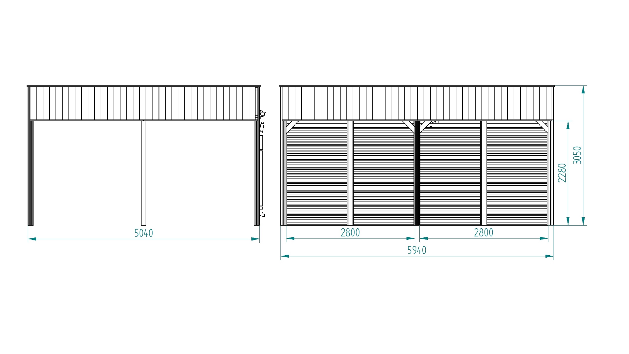 Wiata dwustanowiskowa rysunek